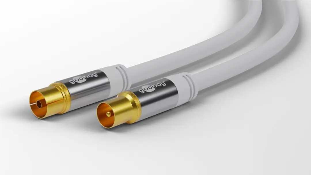 Goobay IEC Coaxkabel 3m - Verguld - Wit - 10 Stuks