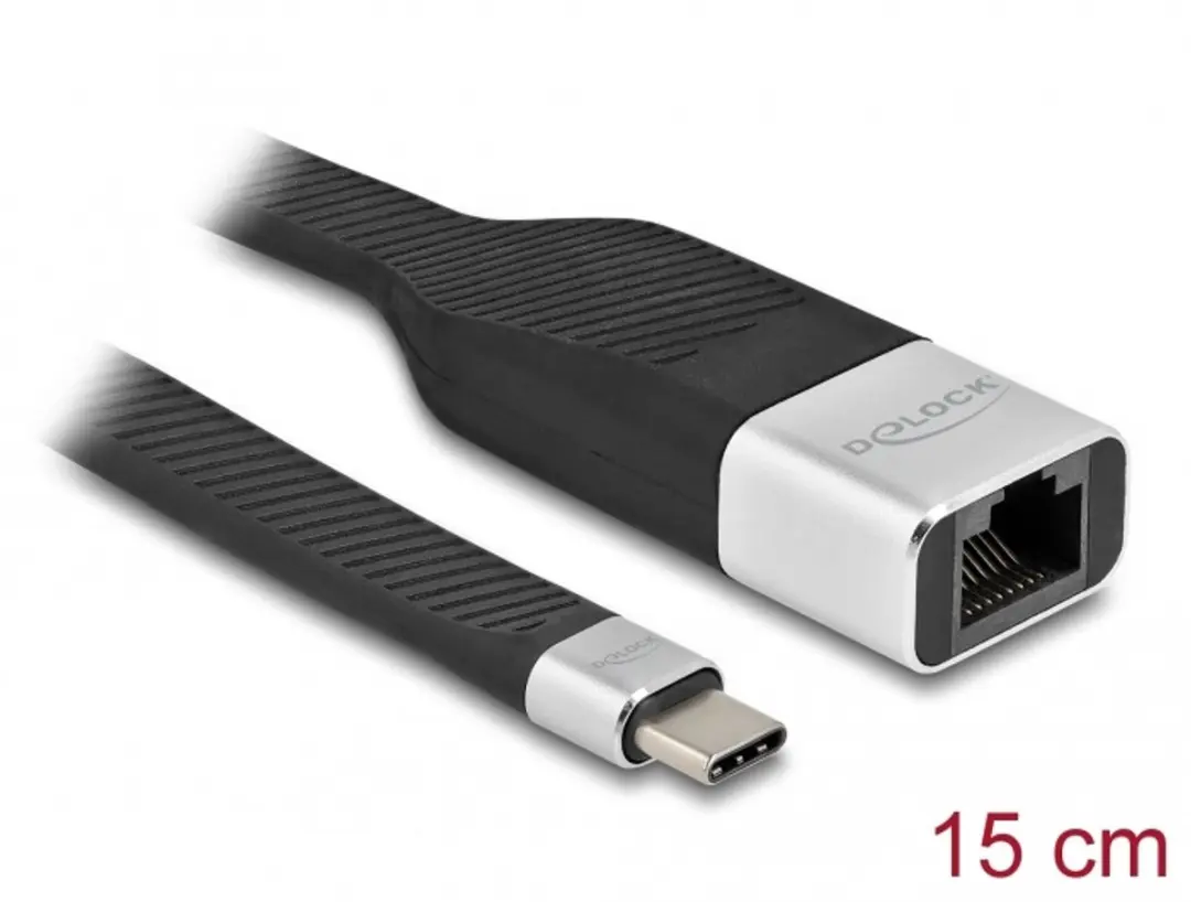 Delock USB Type-C naar Gigabit LAN Kabel 15cm