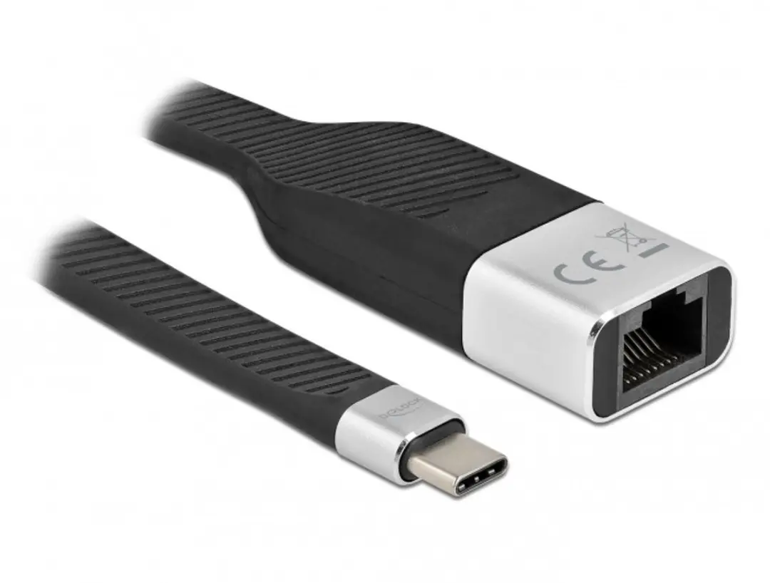 Delock USB Type-C naar Gigabit LAN Kabel 15cm - Zwart