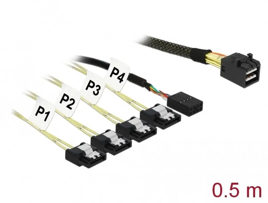 Delock Mini SAS naar 4x SATA Kabel 0.5m
