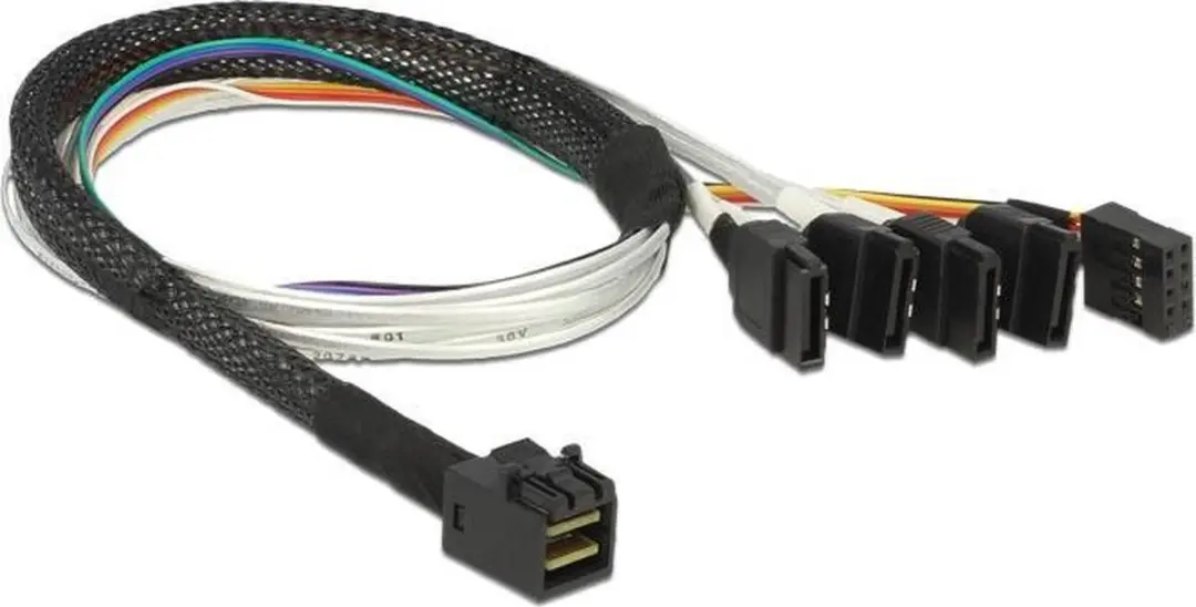 Delock Mini SAS naar 4x SATA Kabel 0.5m - Meerkleurig