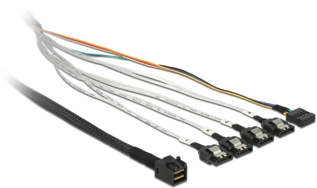 Delock Mini SAS naar 4x SATA Kabel 0.5m - Meerkleurig
