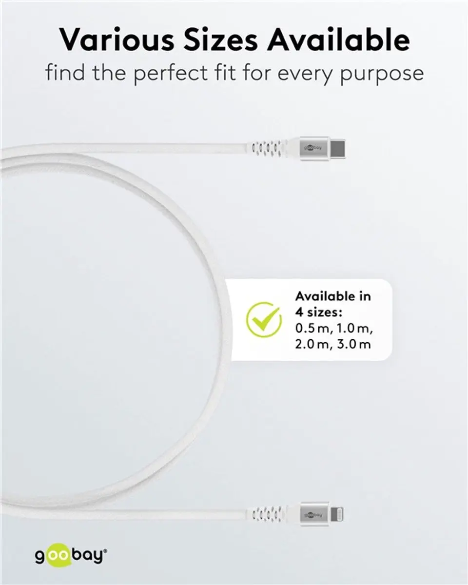 Goobay USB-C naar Lightning Kabel 60W PD - 1m - Wit