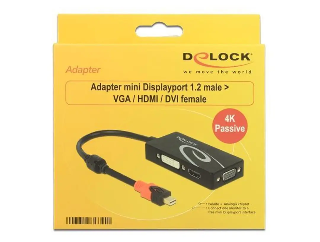 Delock Mini DisplayPort 1.2 naar HDMI/DVI/VGA Adapter - 15cm - Zwart