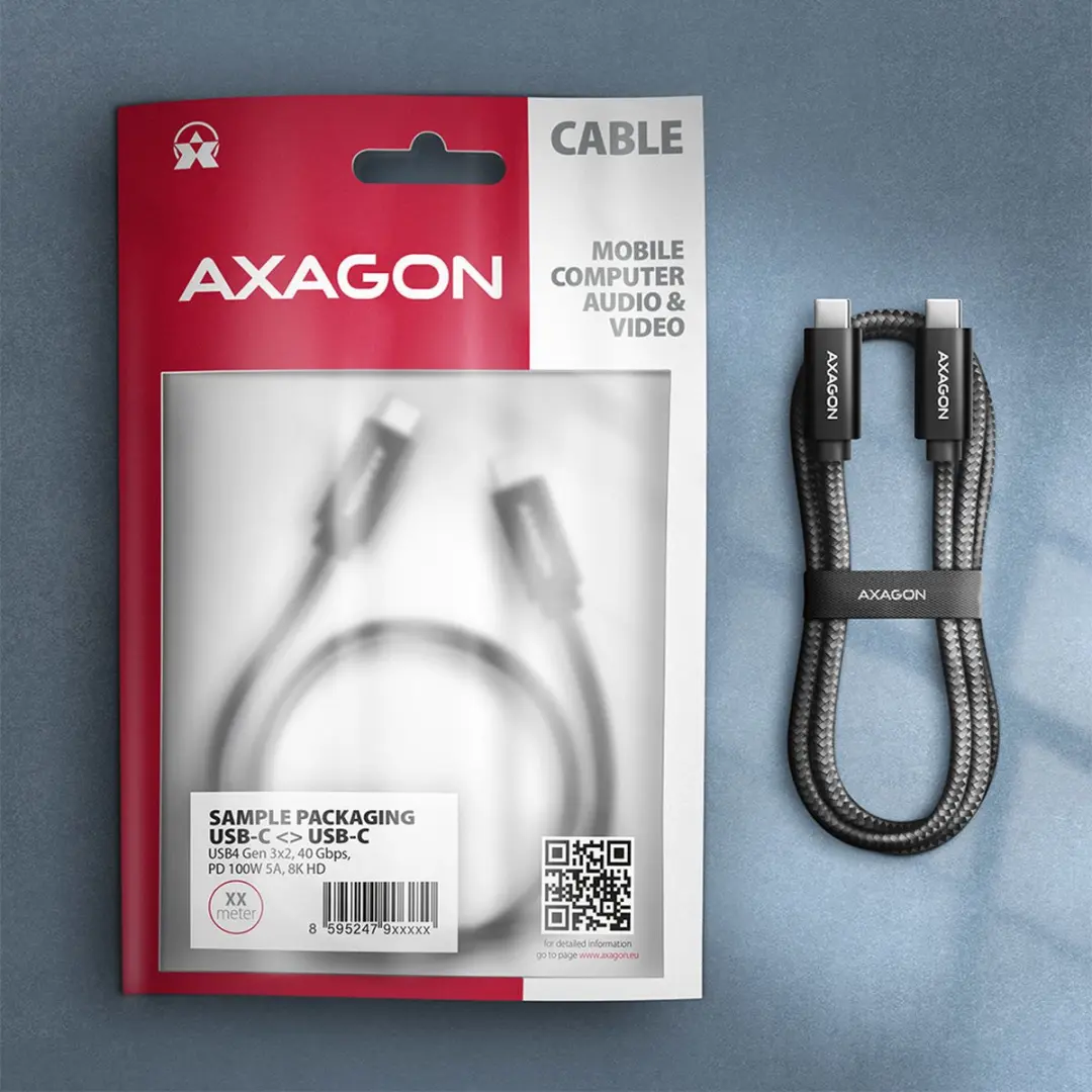 Axagon BUCM432-CM10AB USB4 Gen 3x2 Kabel - 1m - Zwart