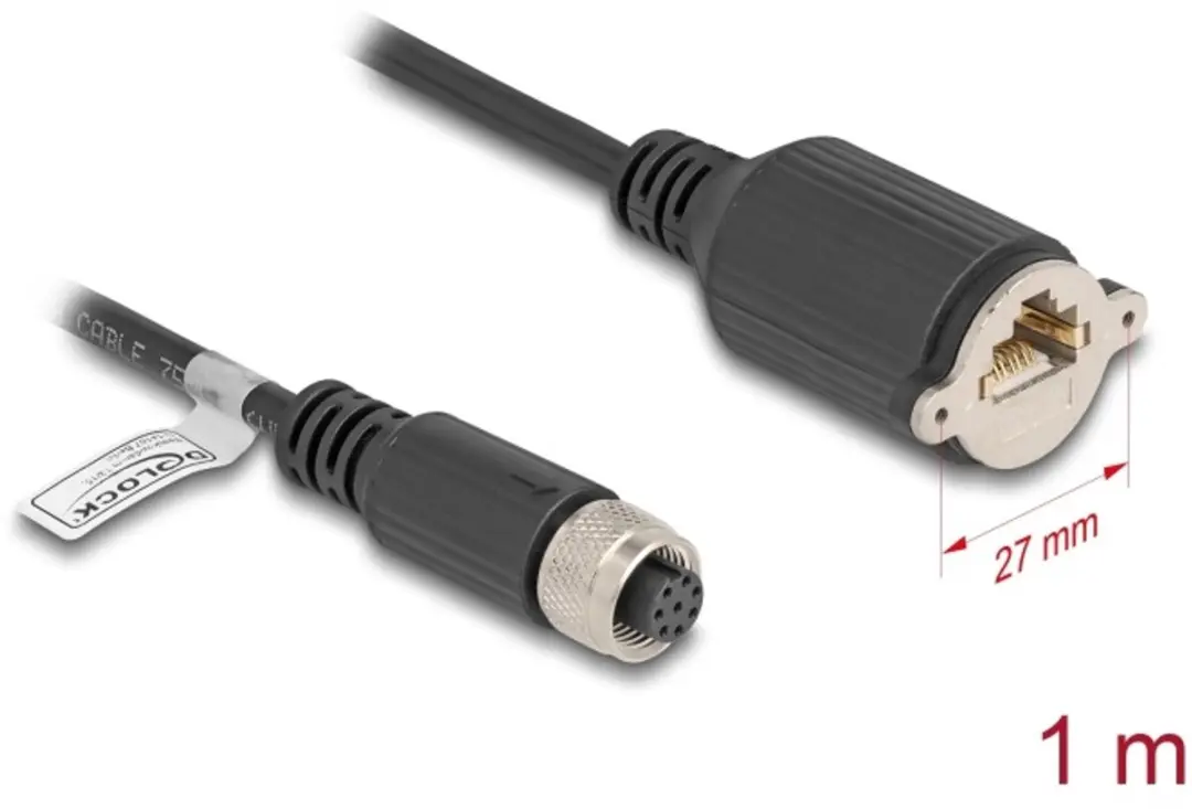Delock M12 A-coded 8-pin Kabel RJ45