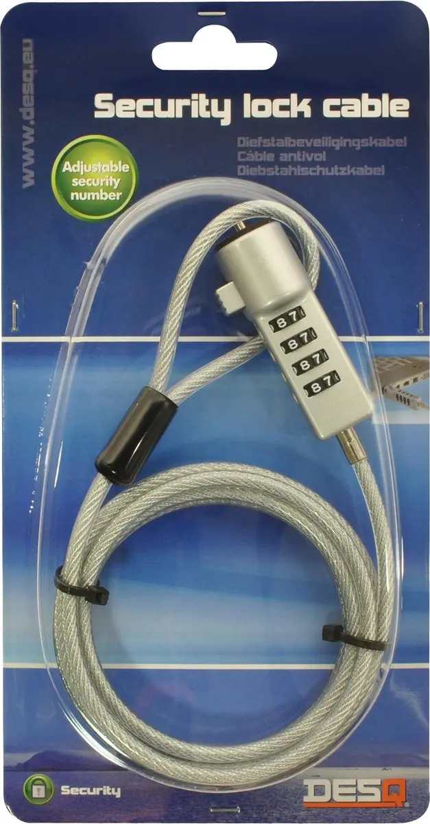 Desq 2041 Anti-Diefstal Beveiligingskabel - Zilver