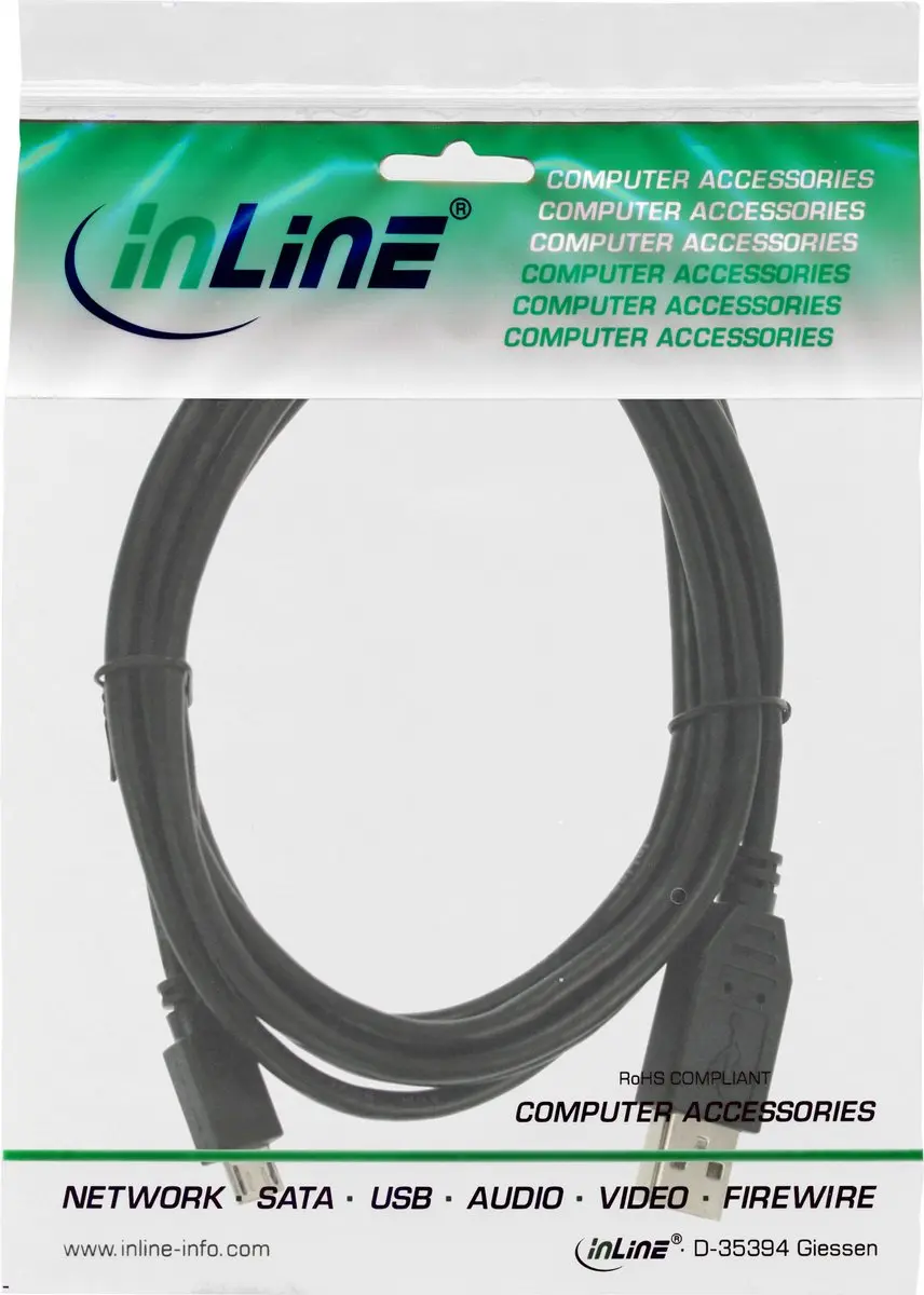 InLine 31720 USB-kabel A naar Micro-USB B - 2m - Zwart