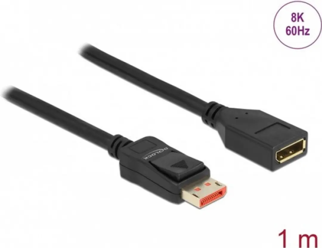 Delock DisplayPort Verlengkabel DP_PWR 1.4 5K/8K 60Hz - 1m - Zwart