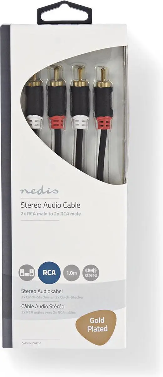 Nedis Stereo-Audiokabel RCA Verguld 1.00m - Antraciet