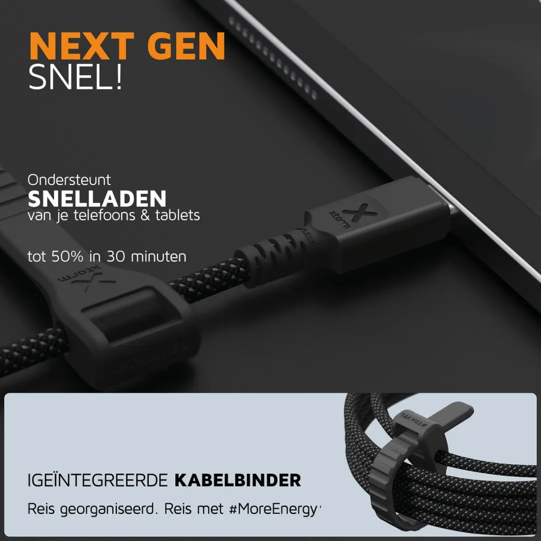 Xtorm Next Gen USB-C naar USB-A Kabel CX3051 - 1,5m - Zwart