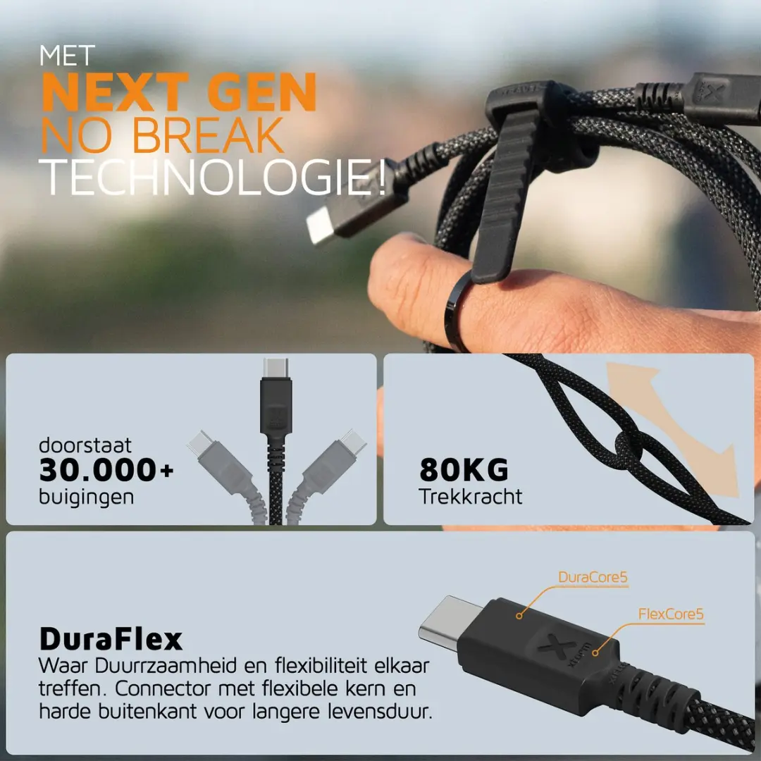 Xtorm Next Gen USB-C naar USB-A Kabel CX3051 - 1,5m - Zwart