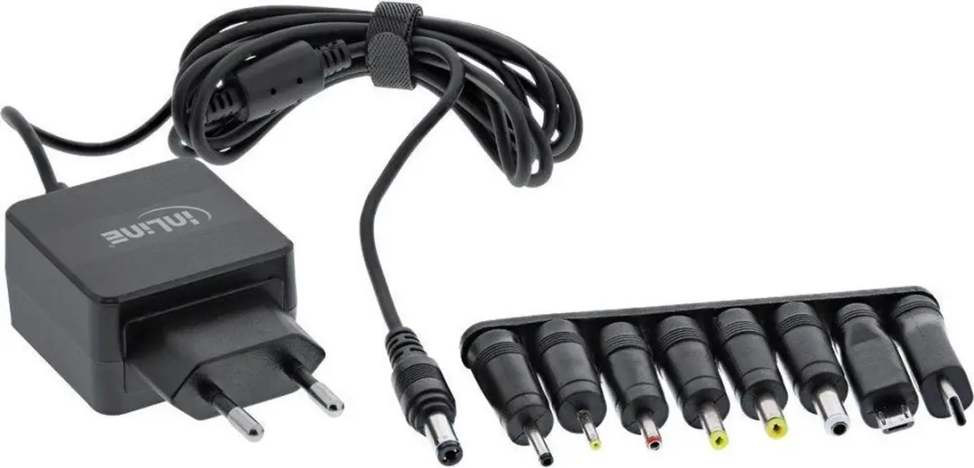 InLine Universele Voedingsadapter 5V 3A 15W - 8 Pluggen - 1,8m - Zwart