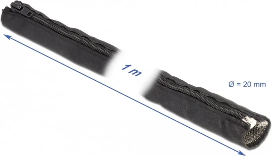 Delock EMI Afscherming Gevlochten Slang 1m x 20mm - Zwart