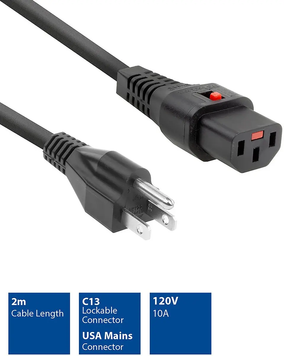 ACT PC1063 AK5063 Netsnoer C13 - 2m - Zwart