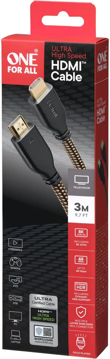 One For All CC5230 HDMI Kabel 3m - Zwart - afbeelding 6 van 6