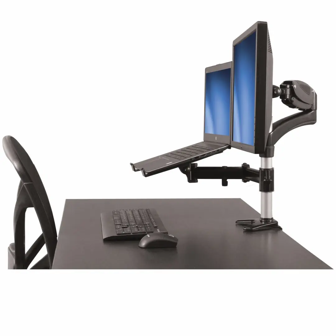 Startech ARMUNONB Monitorarm met laptopstandaard - Zwart