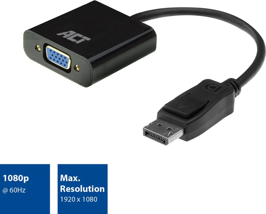 ACT AC7515 DisplayPort naar VGA Adapter - Zwart