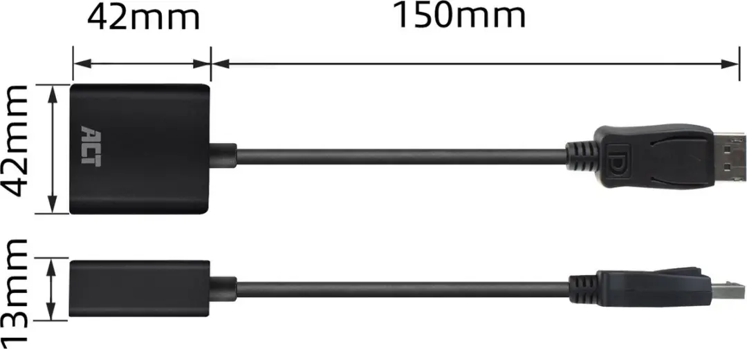 ACT AC7515 DisplayPort naar VGA Adapter - Zwart