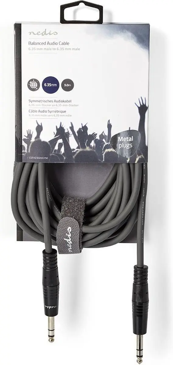 Nedis Stereo-Audiokabel 6,35mm Male - 5m - Donkergrijs