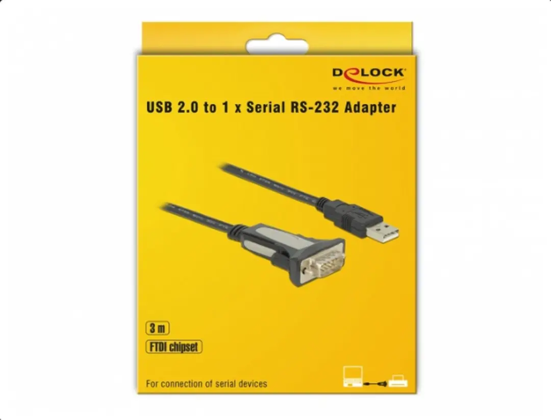 Delock USB-A naar RS232 Adapter 9-pins SUB-D FTDI 3m - Zwart