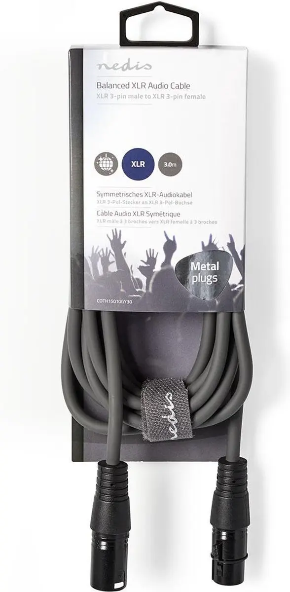 Nedis Gebalanceerde Audiokabel XLR 3-Pins 3.00m - Donkergrijs