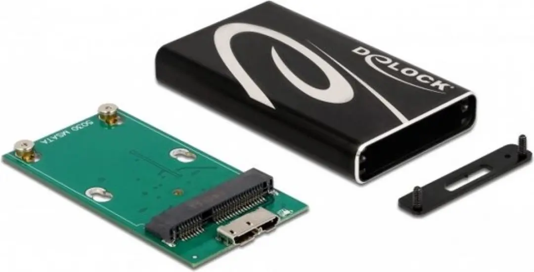 Delock External Enclosure voor mSATA SSD - USB 3.2 Gen 1 - Zwart