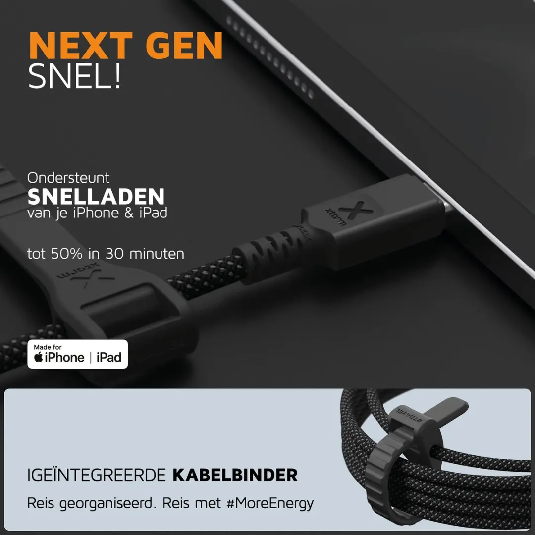 Xtorm Next Gen USB-C naar Lightning Kabel CX3041 - 3m - Zwart