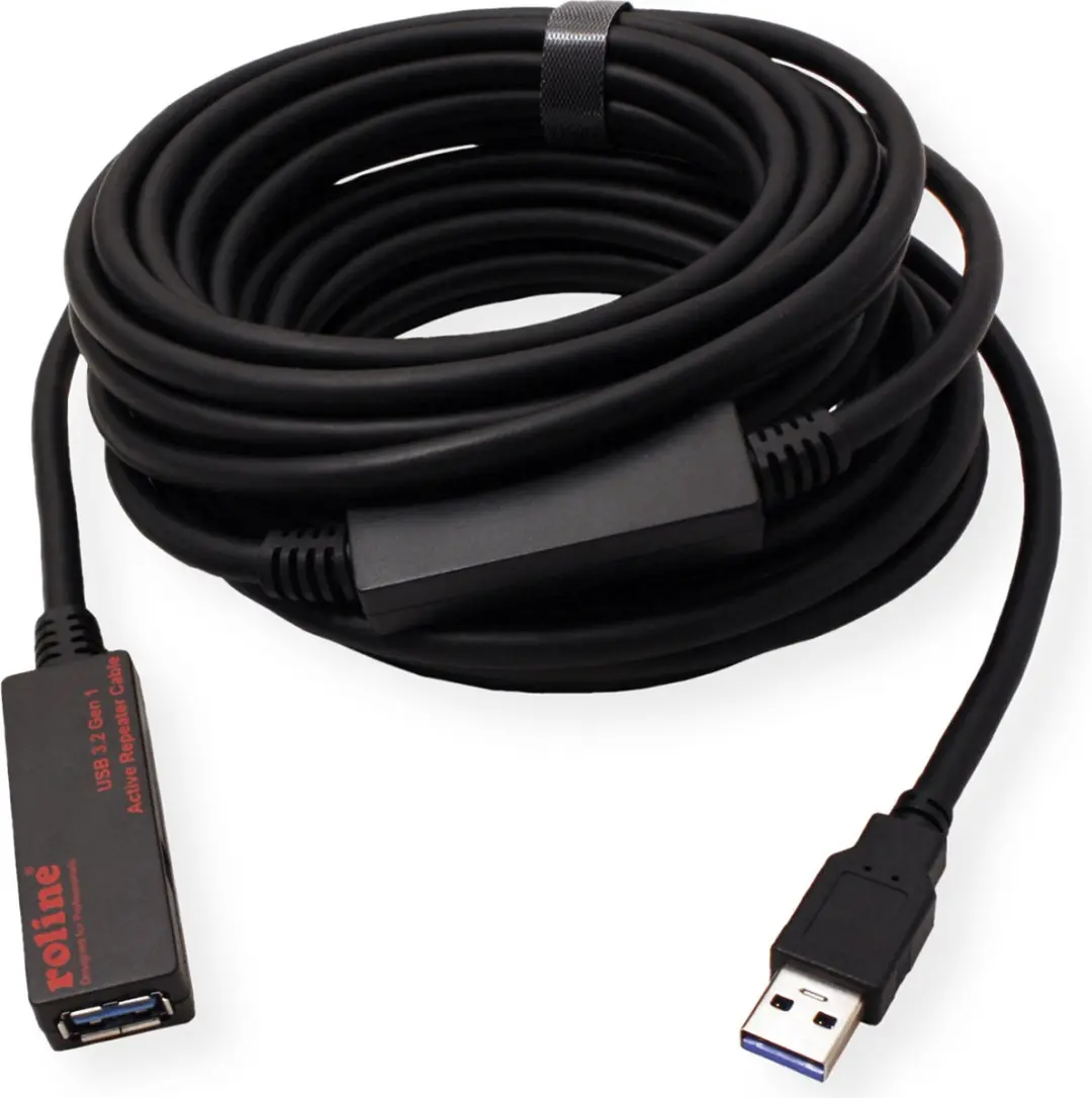 Roline USB 3.2 Gen 1 Actieve Repeater Kabel 10m - Zwart