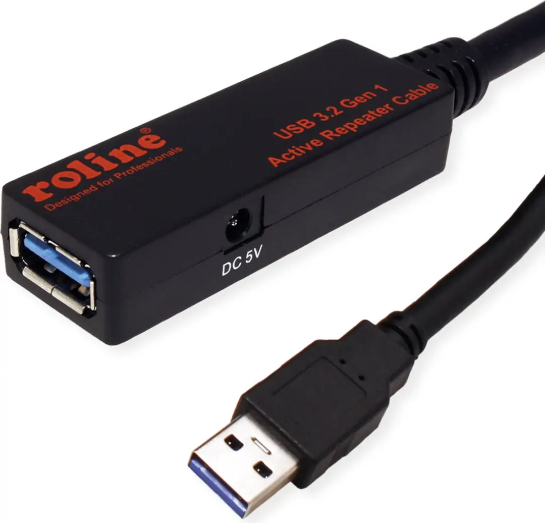 Roline USB 3.2 Gen 1 Actieve Repeater Kabel 10m - Zwart