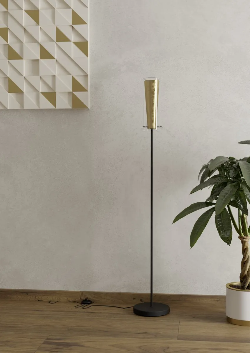 Eglo Pinto Gold Staande lamp E27 - Zwart/Goud - afbeelding 4 van 6
