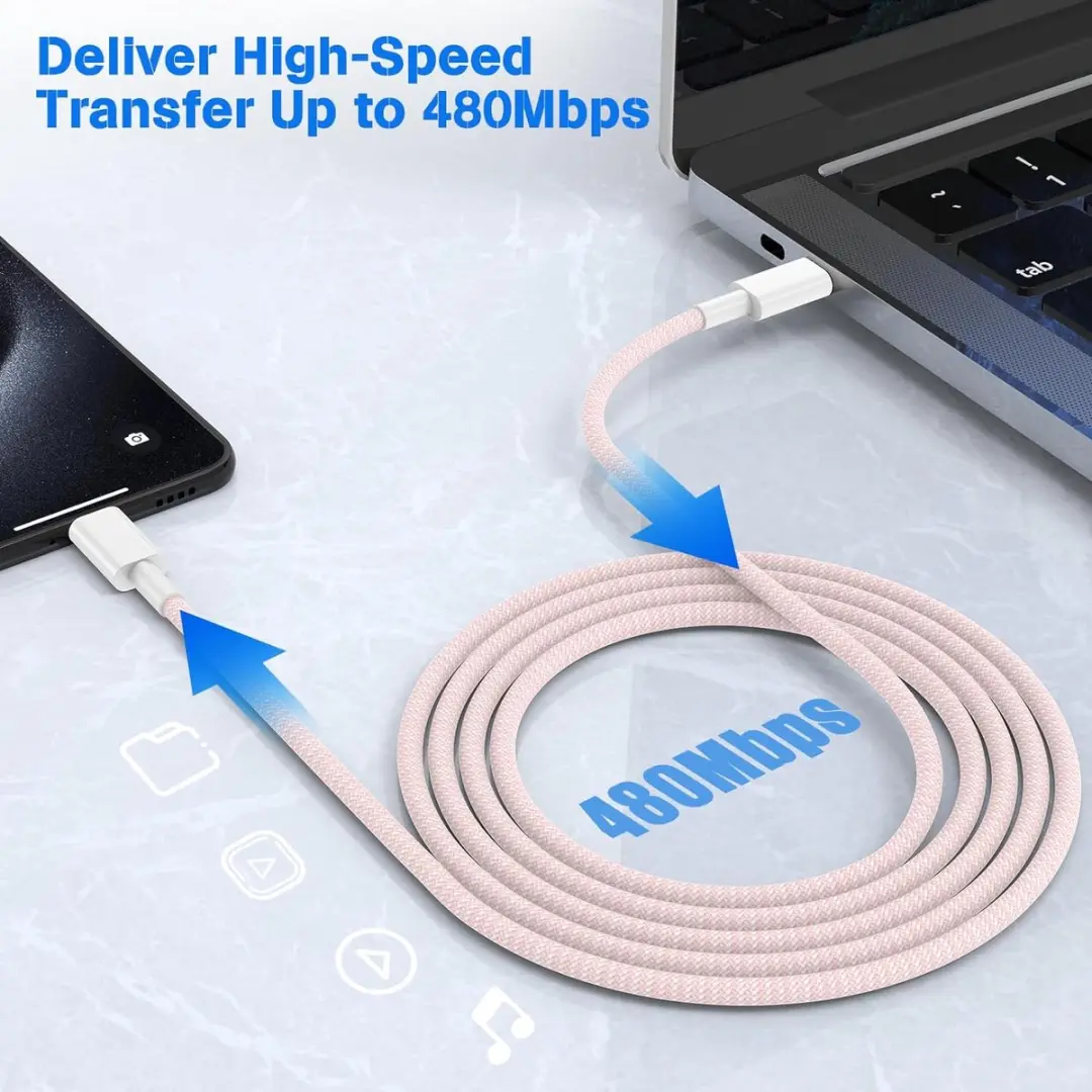 NÖRDIC USBC-501 USB-C Kabel 50cm - Roze