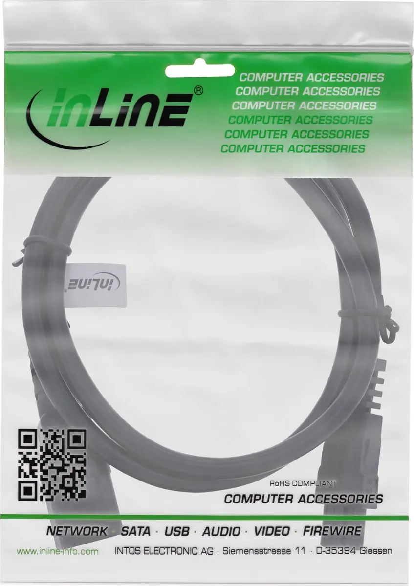 InLine C5-C14 Stroomkabel 3x1,00mm - 3m - Zwart