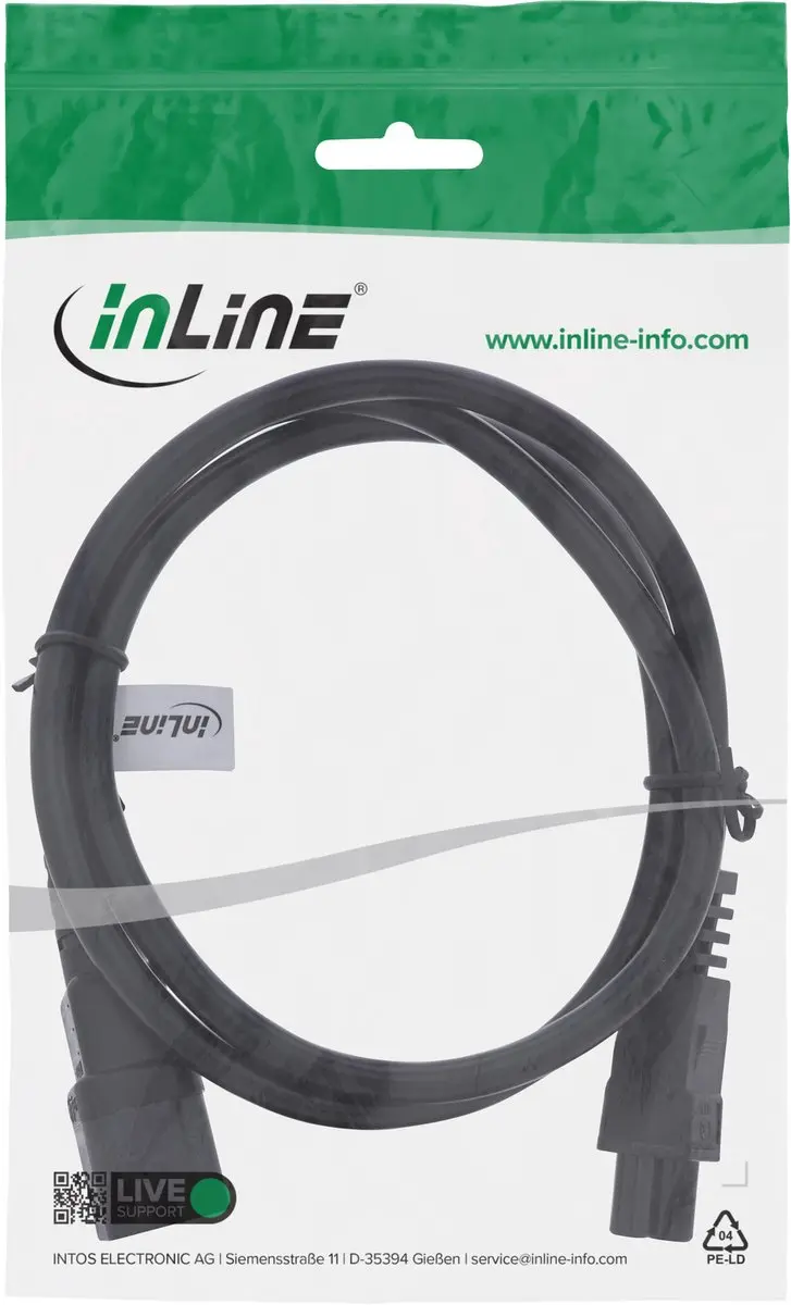 InLine C5-C14 Stroomkabel 3x1,00mm - 3m - Zwart