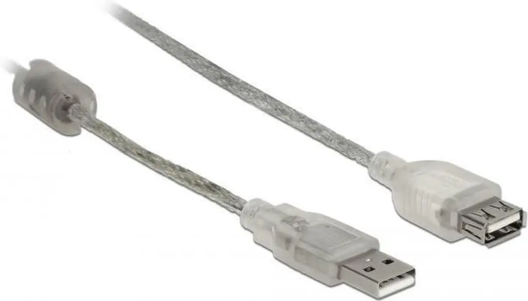 Delock USB-A Verlengkabel USB2.0 2A - 30cm Transparant