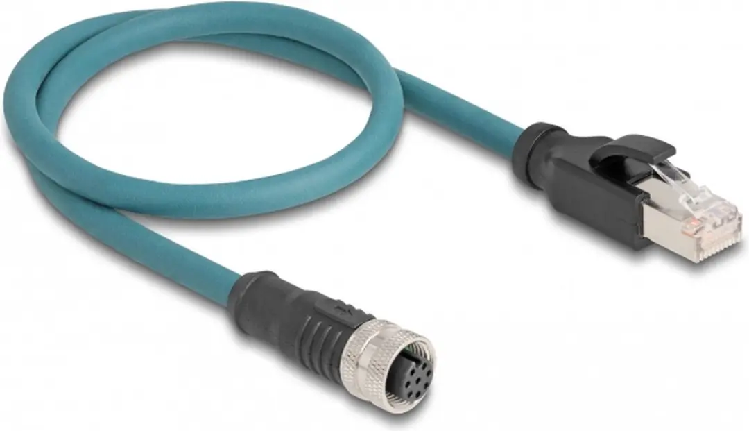 Delock M12 8-pins A-gecodeerd Industriële Netwerkkabel CAT5e 0,5m - Blauw