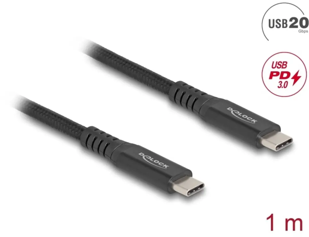 Delock USB-C Kabel 20 Gbps 100W PD 3.0 - 1m - Zwart