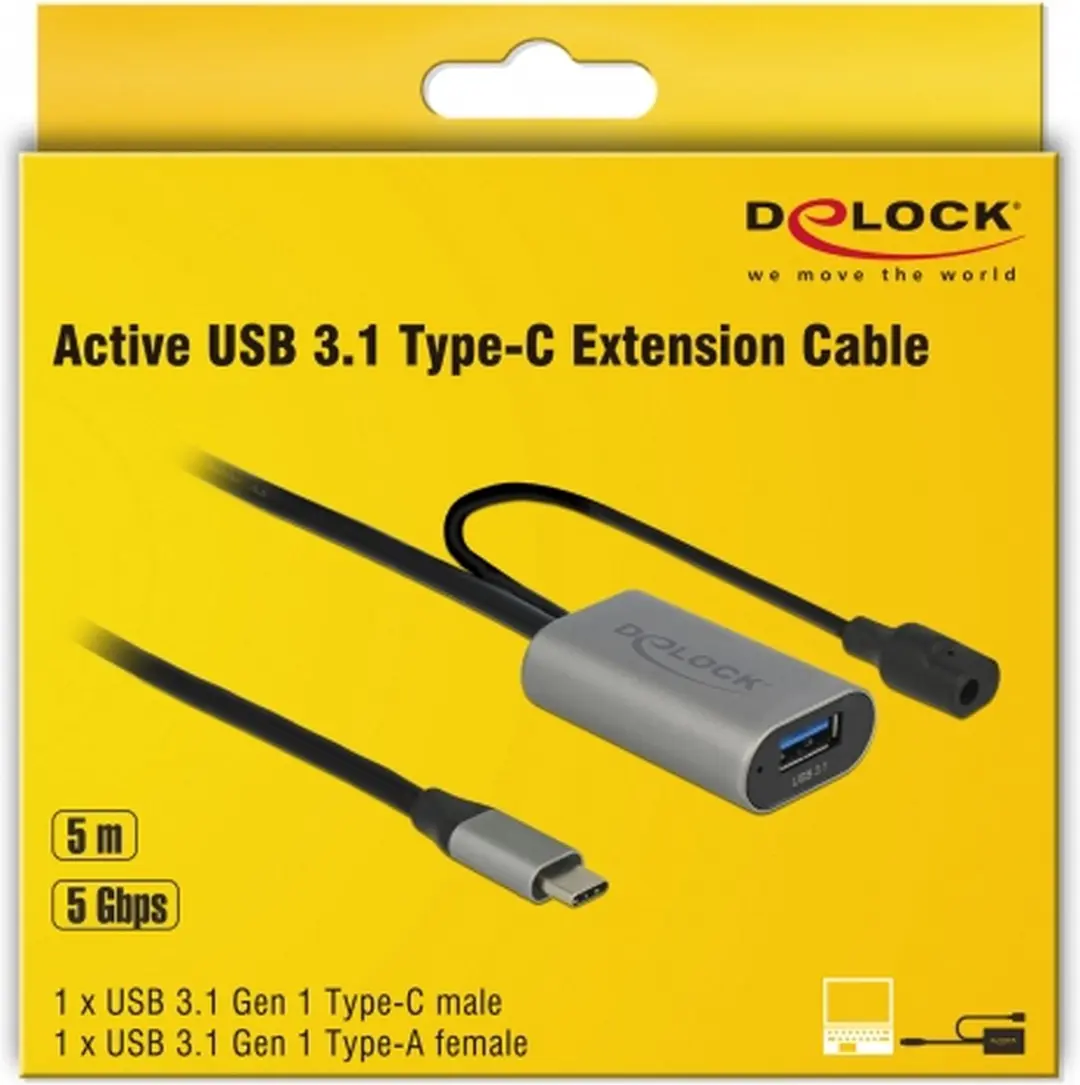 Delock USB 3.1 Gen 1 Type-C naar Type-A Kabel 5m - Zwart