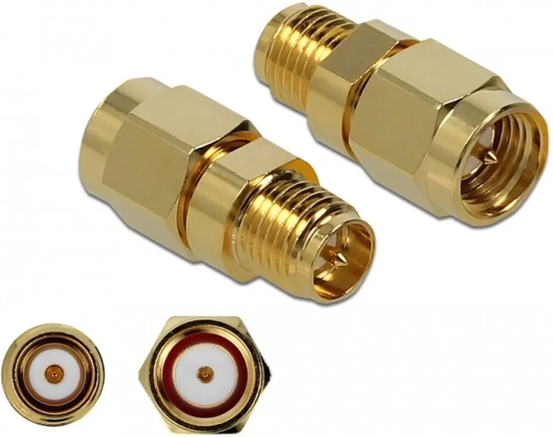 Delock RP-SMA naar SMA Adapter - 50 Ohm 10 GHz - Goud