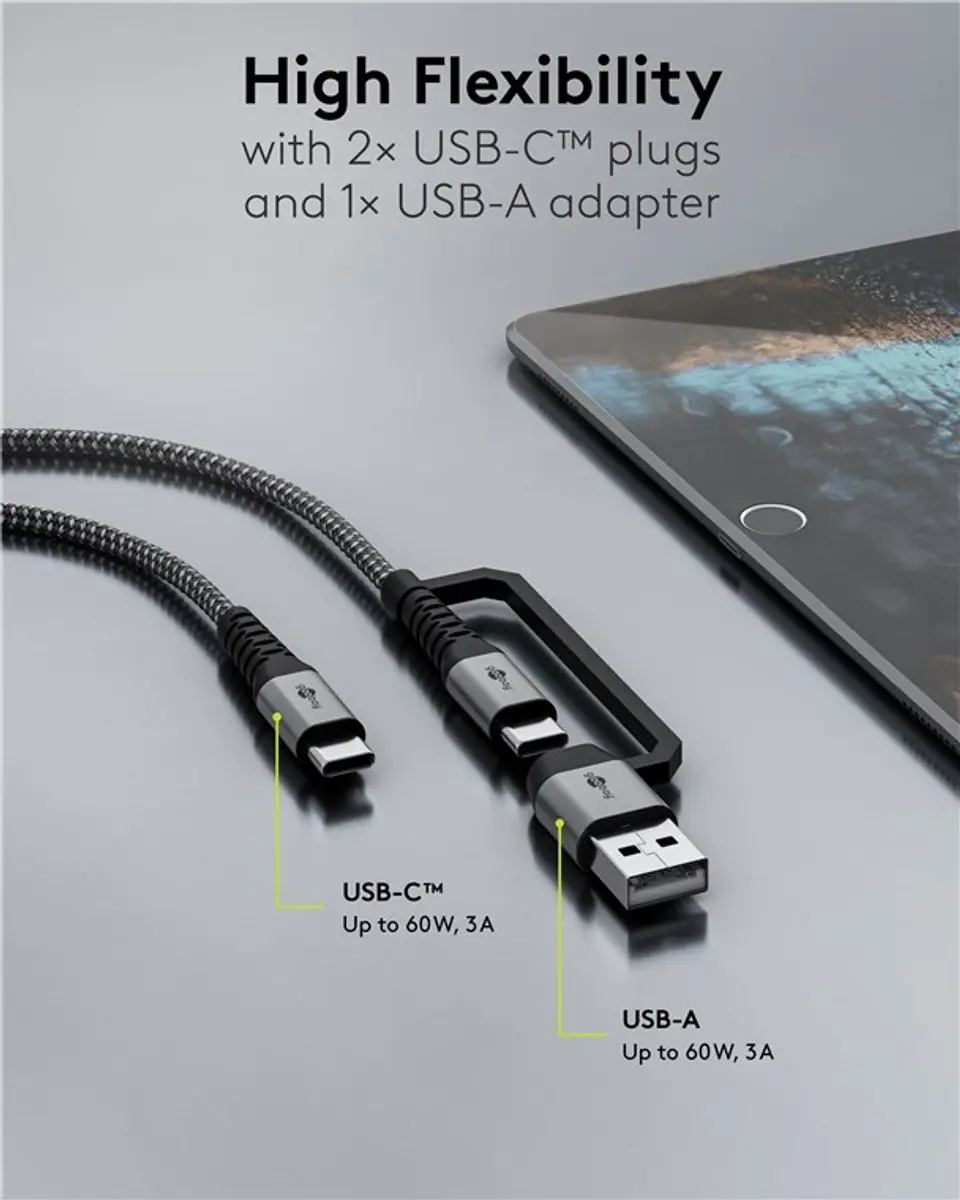 Goobay USB-C Gevlochten Kabel - Zwart