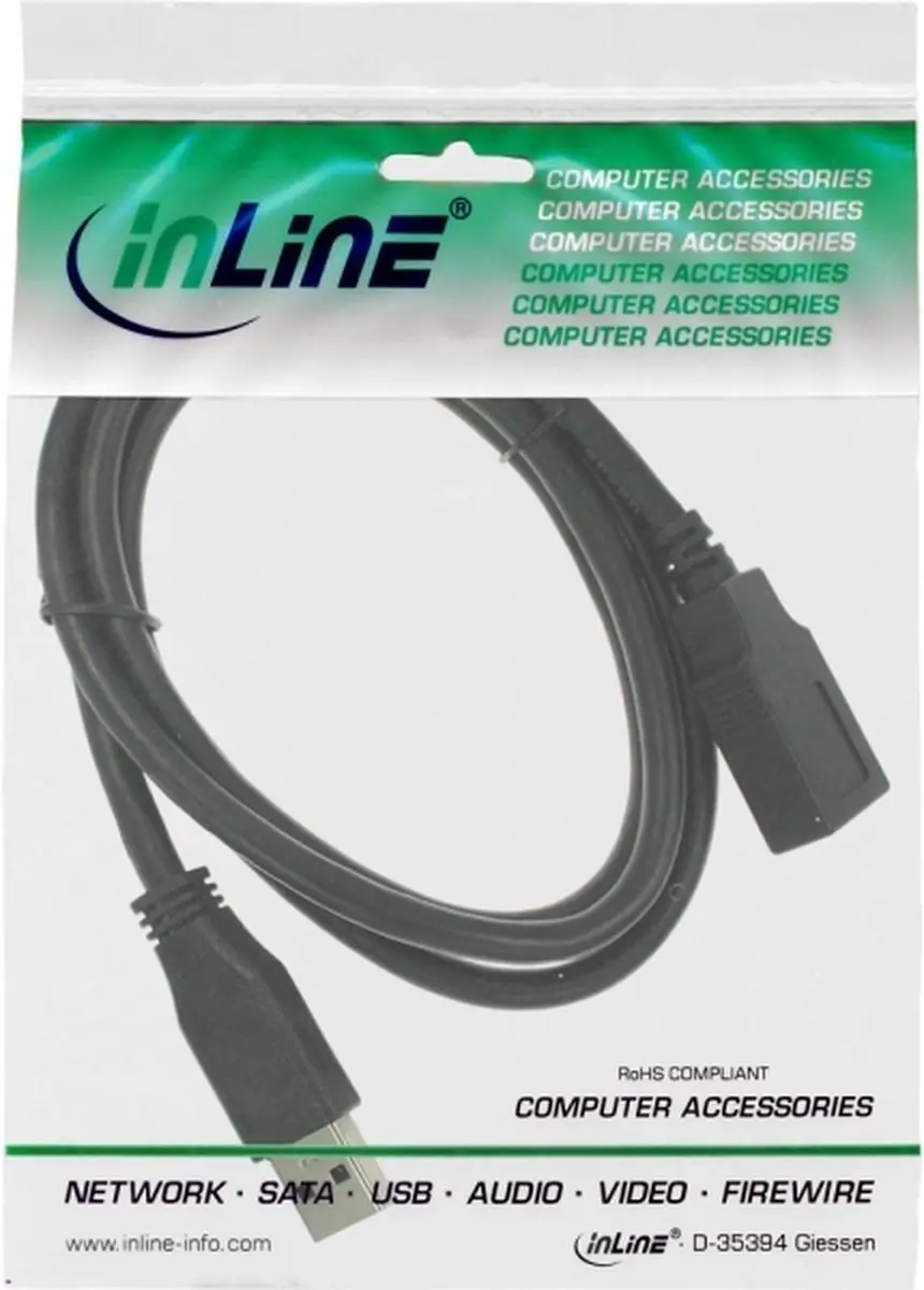 InLine USB Verlengkabel USB3.0 1,5m - 2A - Zwart