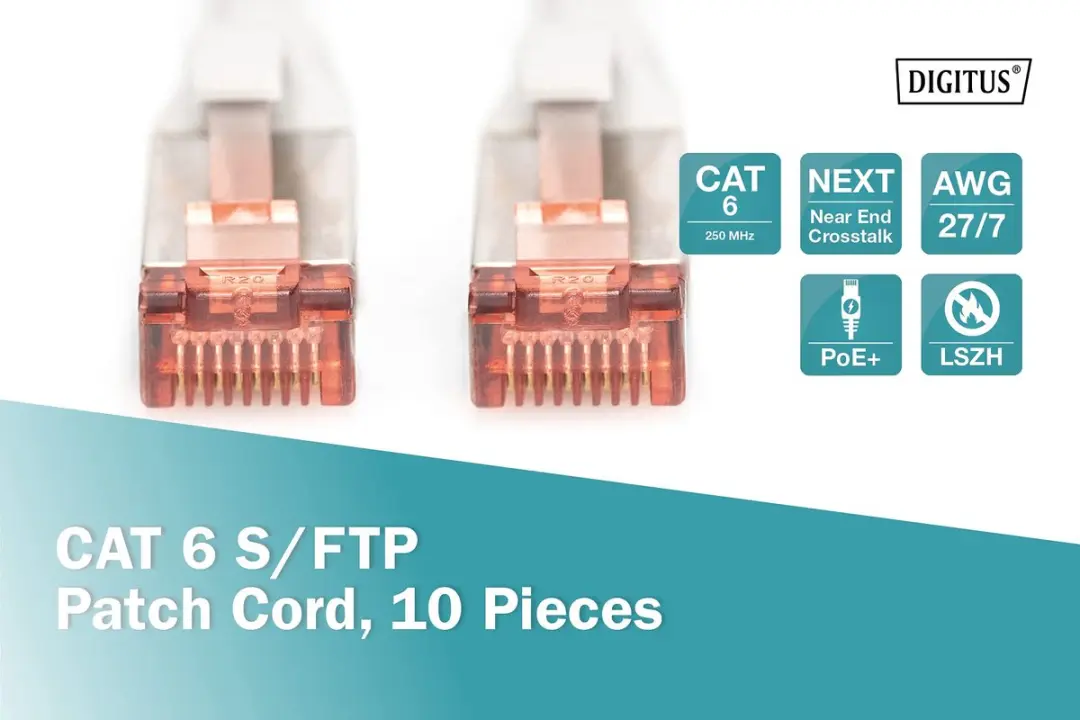Digitus DK-1644-0025-10 UTP Kabel Cat6 - 25cm - Grijs - 10 Stuks