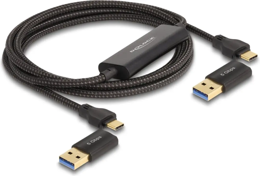 Delock USB-C 5Gbps Data Kabel + KM Switch 2m - Zwart