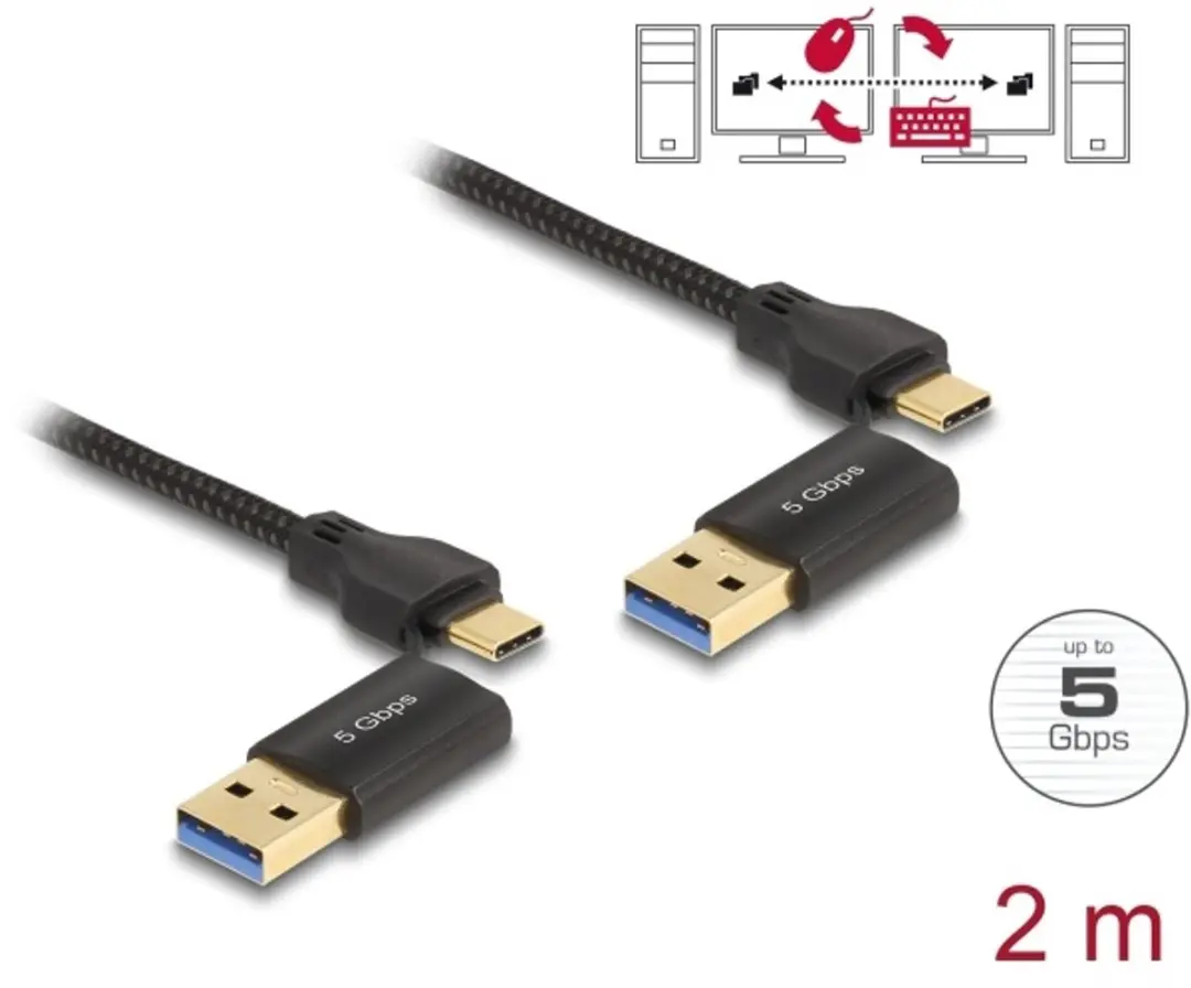 Delock USB-C 5Gbps Data Kabel + KM Switch 2m