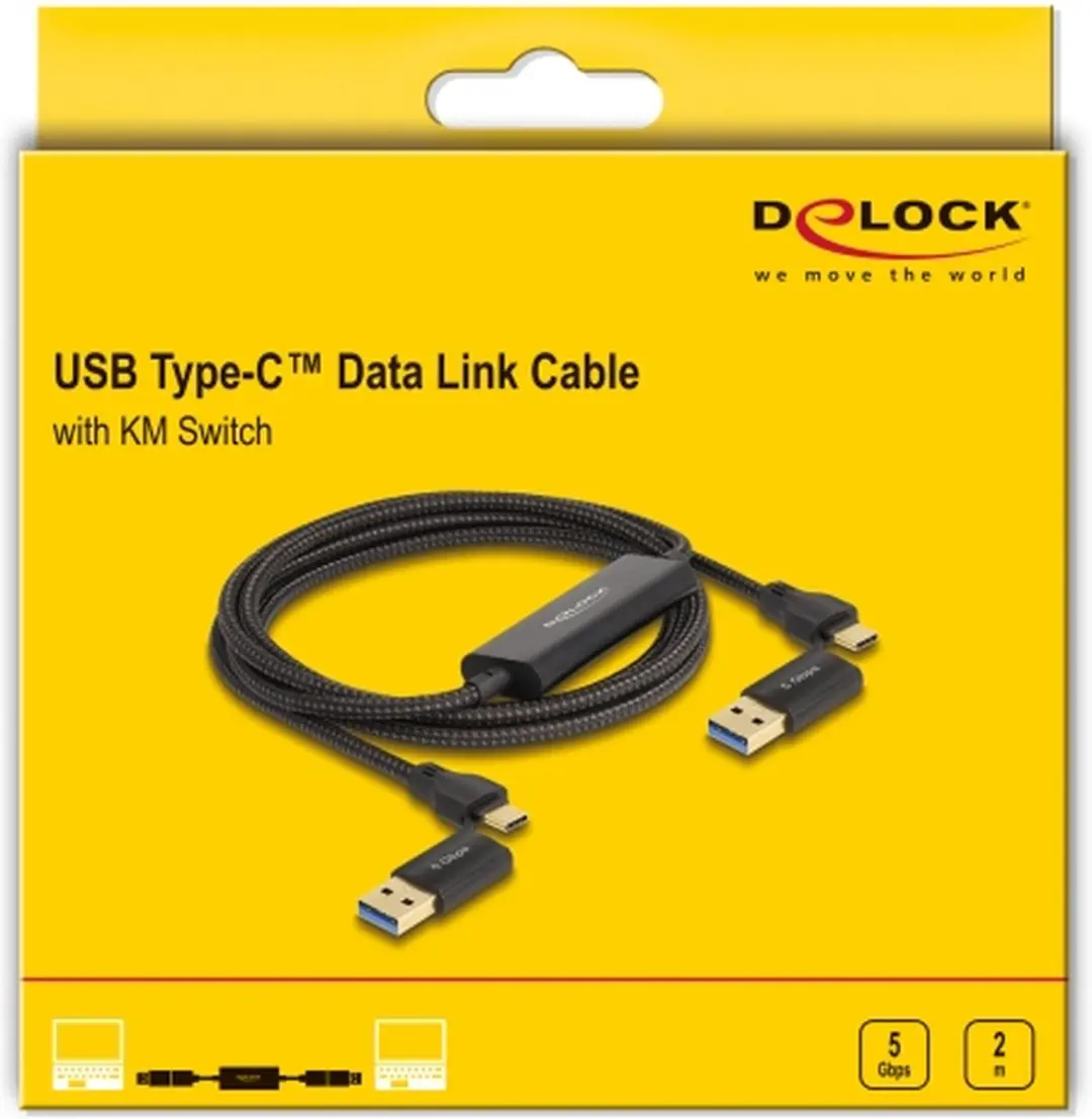 Delock USB-C 5Gbps Data Kabel + KM Switch 2m - Zwart
