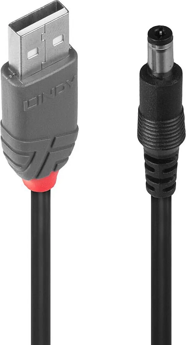 Lindy USB 2.0 USB-A naar DC 5,5mm Kabel 1,5m