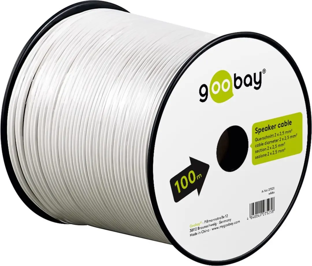 Goobay CCA Luidsprekerkabel 2x2,5mm² - Wit - 100m
