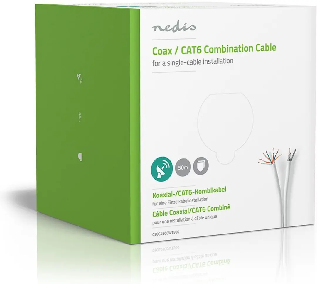 Nedis IEC CAT6 Combikabel RG58 75 Ohm 50m - Wit