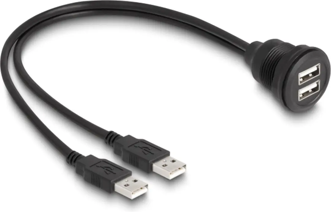 Delock USB 2.0 Kabel 2x Type-A M naar 2x Type-A V - 1m - Zwart