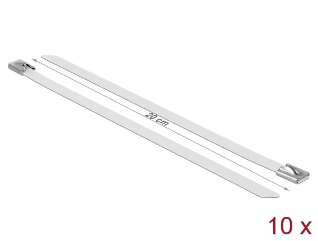 Delock Roestvrijstalen Kabelbinders 200x7,9mm - Wit - 10 Stuks